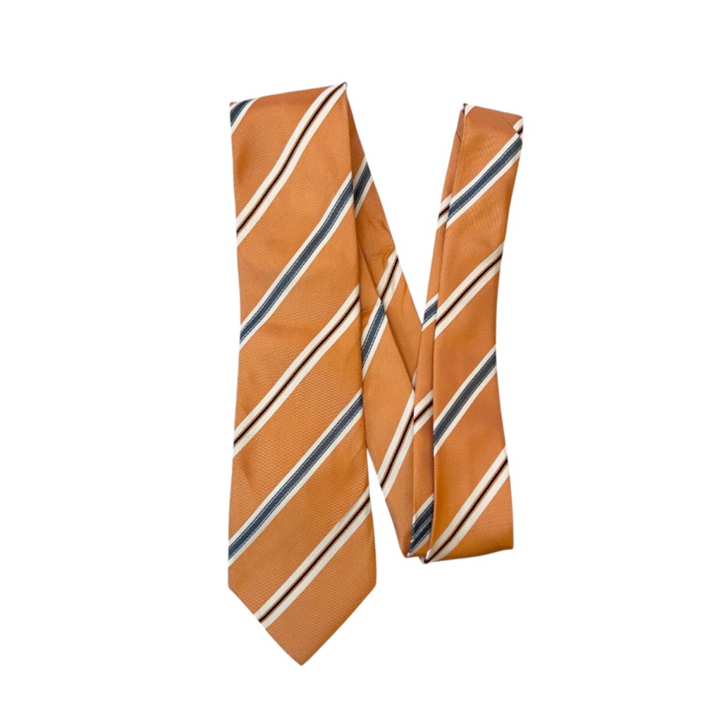 Hugo Boss Silk Sherbet Orange and Blue Striped Tie